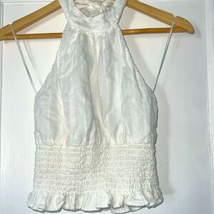 Abercrombie & fitch white 100% cotton open back halter blouse